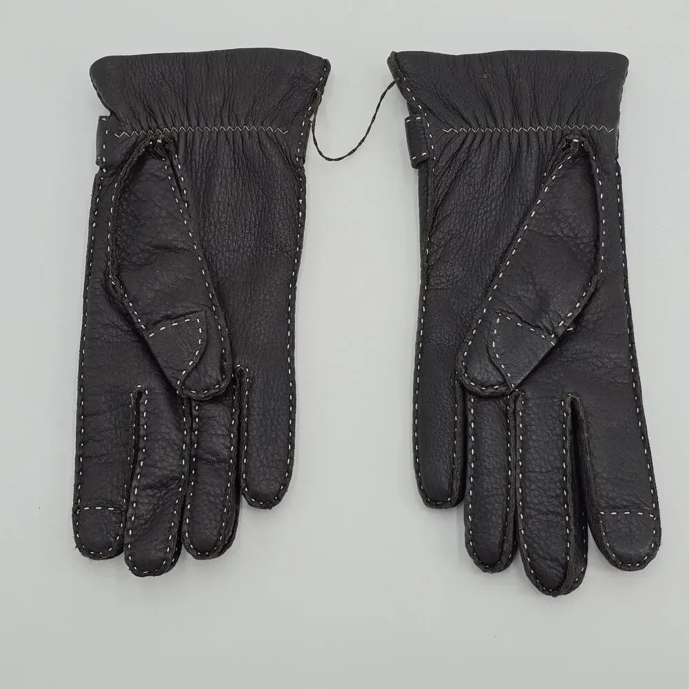 Womens Ladies Brown Leather Driving Gloves Size 7.5